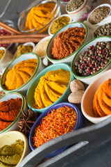 Beautiful composition of multicolored spices