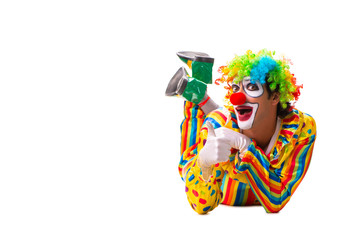 Male clown isolated on white 