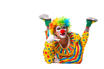 Male clown isolated on white 