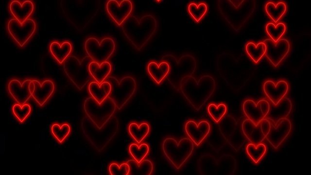 Valentine's day Seamless Animated Background with Red Neon Hearts Forming a wall. Valentines Day Greeting Background, Love, Wedding and Romance Concept. 4k