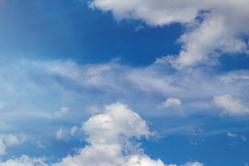 Light cumulus clouds in the blue sky