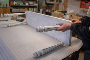 Making furniture from wood. Work carpenter. Carpentry tools.