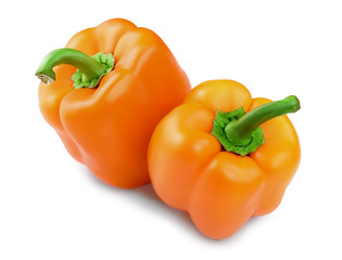 orange sweet bell pepper isolated on white background