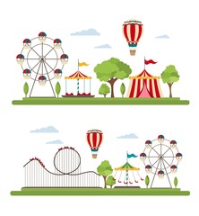 Amusement park vector illustration cartoon flat
