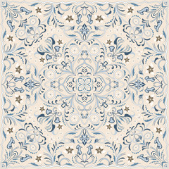 Vintage Arabic pattern. Persian colored carpet. Rich ornament for fabric design, handmade, interior decoration, textiles. Light background. - 245814786