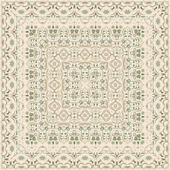 Vintage Arabic pattern. Persian colored carpet. Rich ornament for fabric design, handmade, interior decoration, textiles. Light background.