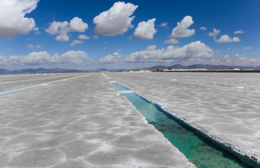 Salinas Grandes salt mine in the Andes mountains in Argentina