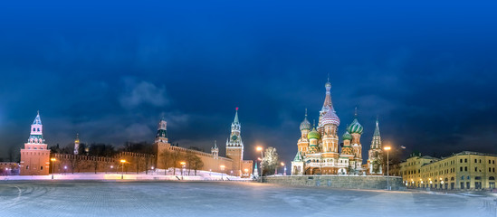 Moscow, Russia. Kremlin. Russia. Winter. Panorama of the Kremlin. Moscow city in winter. Panorama of Moscow River. Architecture of Russia.
