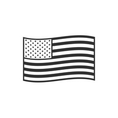 United States flag icon in black outline flat design. Independence day or National day holiday concept.