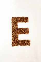 E the letter. alphabet of buckwheat