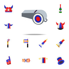 fan whistle flag fan whistle icon. Russian Fan atributs icons universal set for web and mobile