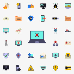 beetle in laptop icon. Virus Antivirus icons universal set for web and mobile