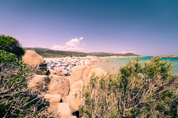 The wonderful beaches of bay Chia, Sardinia, Italy.
