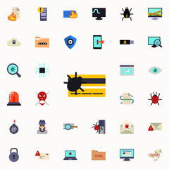 beetle on credit card icon. Virus Antivirus icons universal set for web and mobile