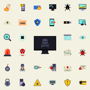 infected computer icon. Virus Antivirus icons universal set for web and mobile