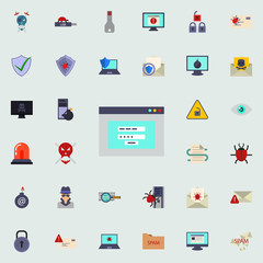 code in the browser icon. Virus Antivirus icons universal set for web and mobile