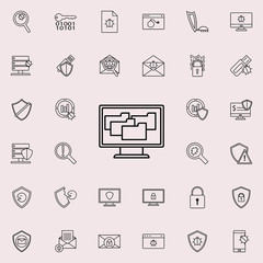 a lot of folders on the screen icon. Virus Antivirus icons universal set for web and mobile