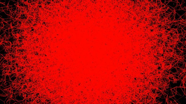 Abstract red geometric background with moving many lines and dots