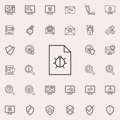 beetle in the document icon. Virus Antivirus icons universal set for web and mobile