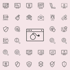 bomb in the browser icon. Virus Antivirus icons universal set for web and mobile