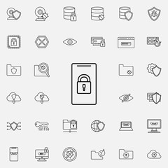 lock in a smart phone icon. Virus Antivirus icons universal set for web and mobile