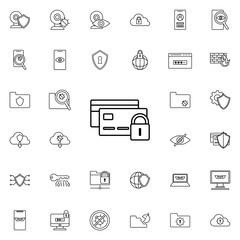lock credit cards icon. Virus Antivirus icons universal set for web and mobile