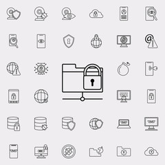lock in the system folder icon. Virus Antivirus icons universal set for web and mobile