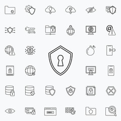 keyhole in the shield icon. Virus Antivirus icons universal set for web and mobile