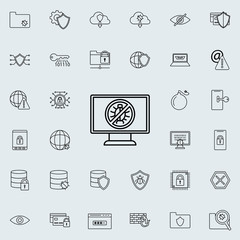 no bug in monitor icon. Virus Antivirus icons universal set for web and mobile