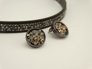 Set of Crystal Eaarings and a Bracelet