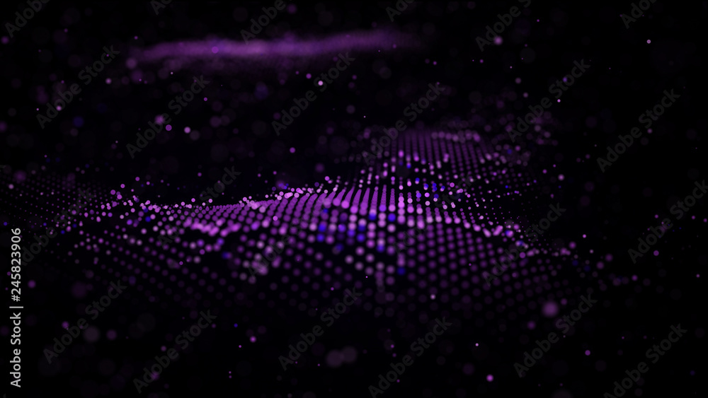 Poster big data visualization. visual information complexity. data threads plot. 3d rendering. data technol