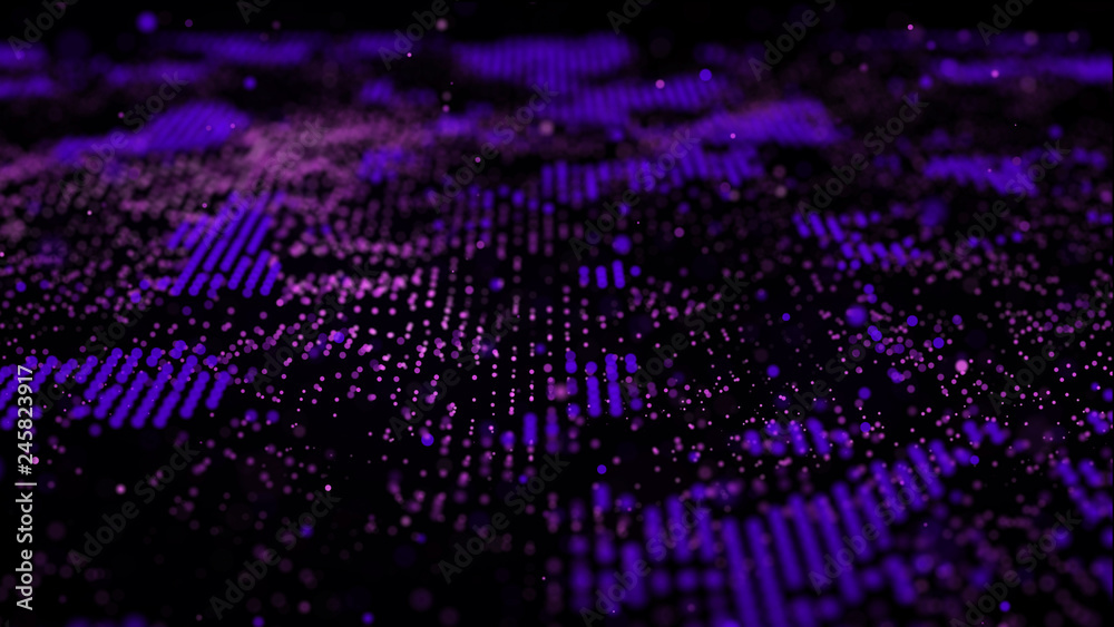 Poster big data visualization. visual information complexity. data threads plot. 3d rendering. data technol
