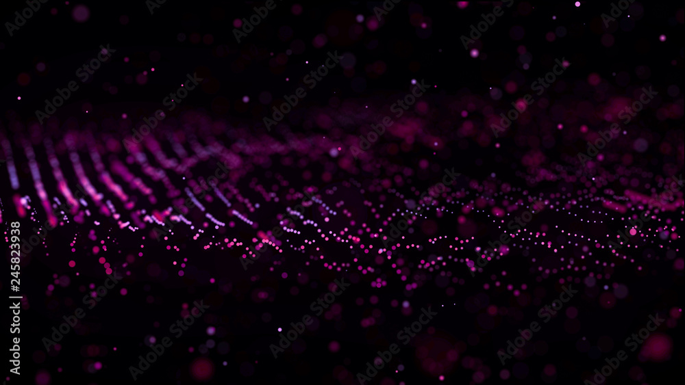 Poster big data visualization. visual information complexity. data threads plot. 3d rendering. data technol