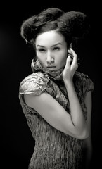 Beautiful asian woman  pose in studio.