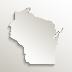 Fototapeta premium Wisconsin map card paper 3D natural vector