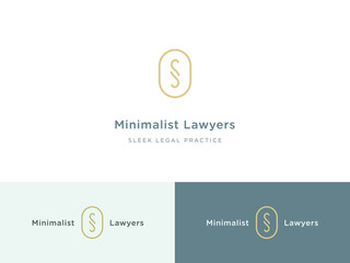 Minimalist legal practice logo. Sleek lawyer, solicitor, barrister branding.