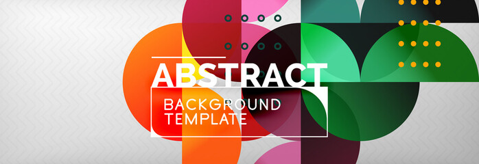Abstract background, geometric composition, dynamic circles and round shapes design template