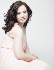Naklejka premium Woman in pink dress.