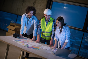 business people in group, architect and engineer on construction site