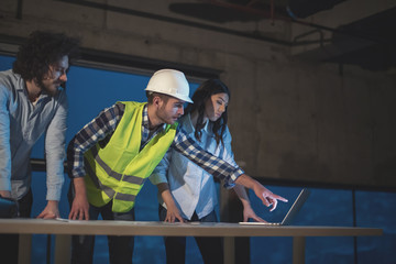 business people in group, architect and engineer on construction site