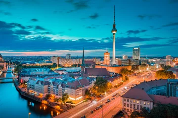Deurstickers Berlin skyline with Spree river at sunset, Germany © JFL Photography