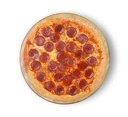 Isolated pizza pepperoni on a white background.