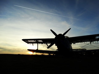 Fototapeta na wymiar Abandoned Airplane at Sunset