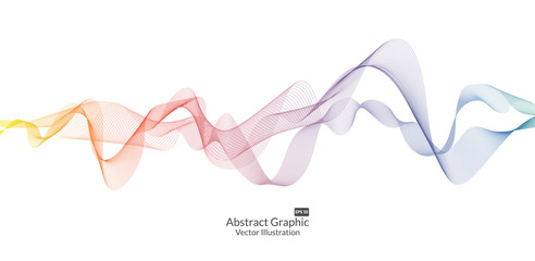 Abstract colorful wave lines on black background for elements in concept business presentation, Brochure, Flyer, Science, Technology. Vector illustration