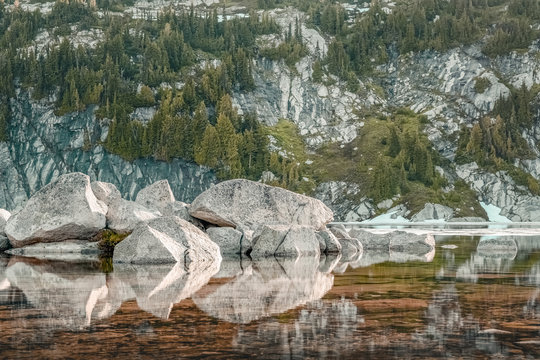 Perfect reflection in an alpine lake.