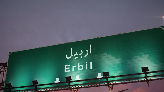 Airplane Landing Erbil during a wonderful sunrise