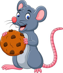 Cartoon mouse holding a cookie