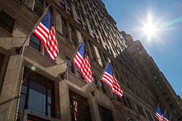 American Flags on Building