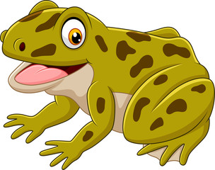 Fototapeta premium Kreskówka szczęśliwa zielona żaba