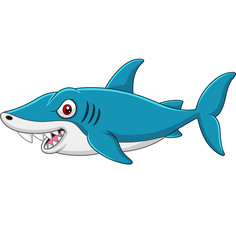 Cartoon funny shark isolated on white background